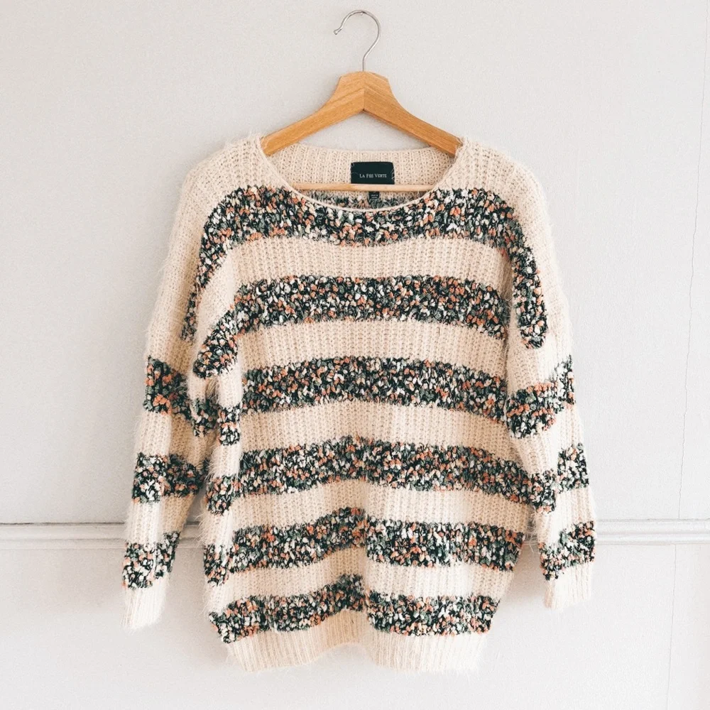 LA FEE VERTE > Confetti Striped Eyelash Sweater - Picture 1 of 5